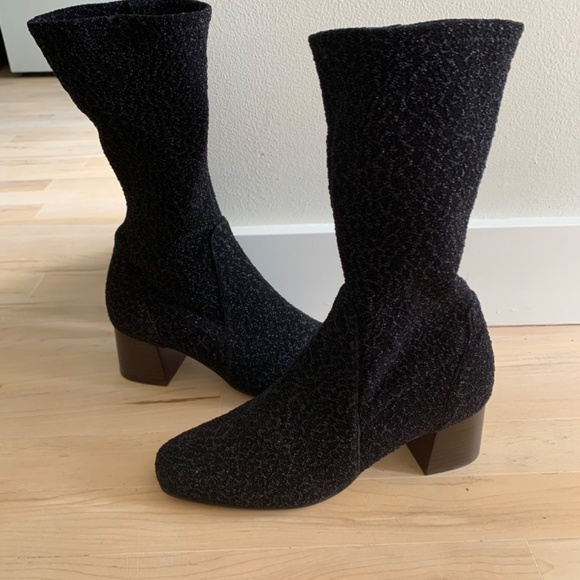 New Nib Andre Assous Venus sock boot in metallic stretch textile - Picture 2 of 4